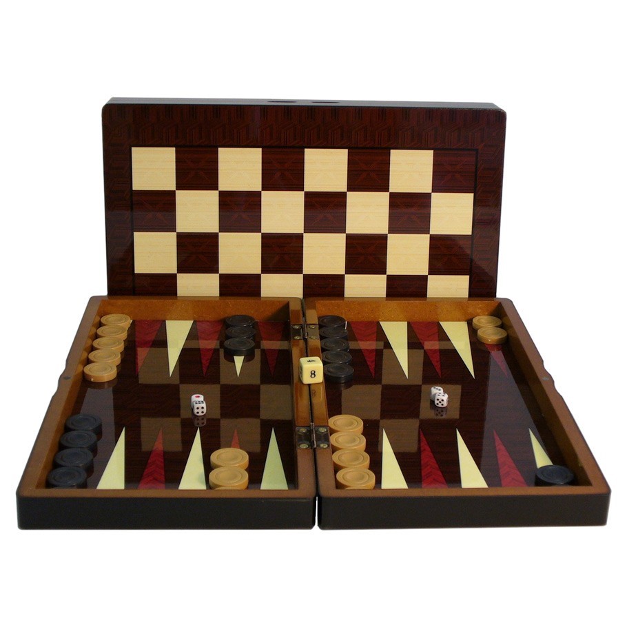 Folding Backgammon / Checker Set 15 Inch Atomic Empire